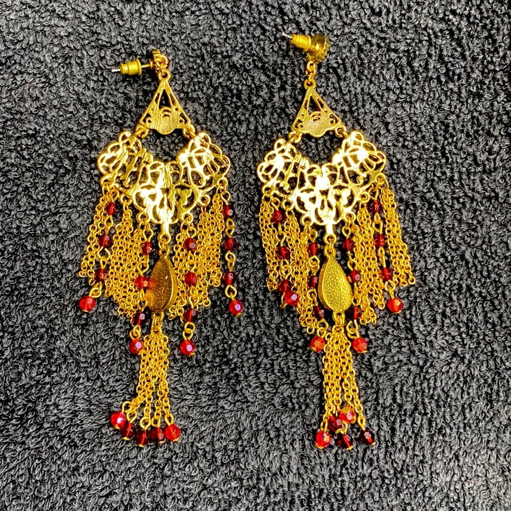 chandelier posted pierced earrings - Picture 2 of 2